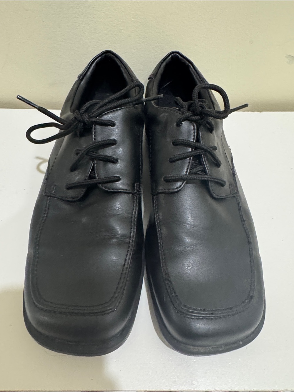 SmartFit Black Leather-Look Lace-Up Dress Shoes Men’s Size 6